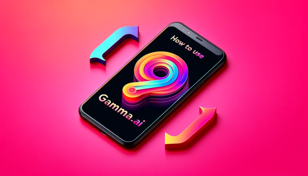 Смартфон з логотипом та написом "How to use Gamma.ai".