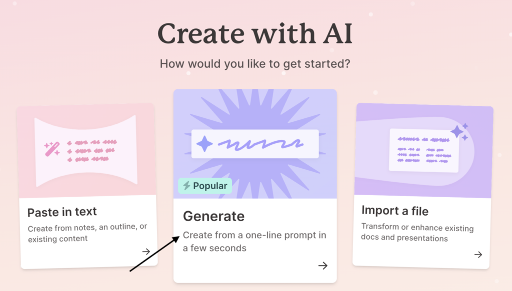 create with AI slide