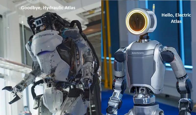 Зрівняння зовнішнього вигляду старого на нового роботів Атлас.