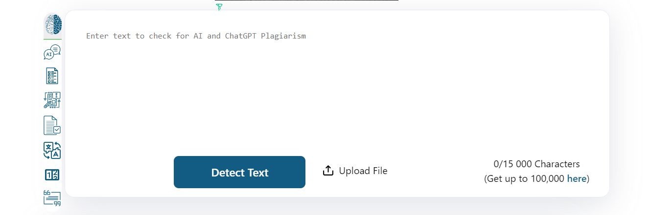 Screenshot of the ZeroGPT service workspace