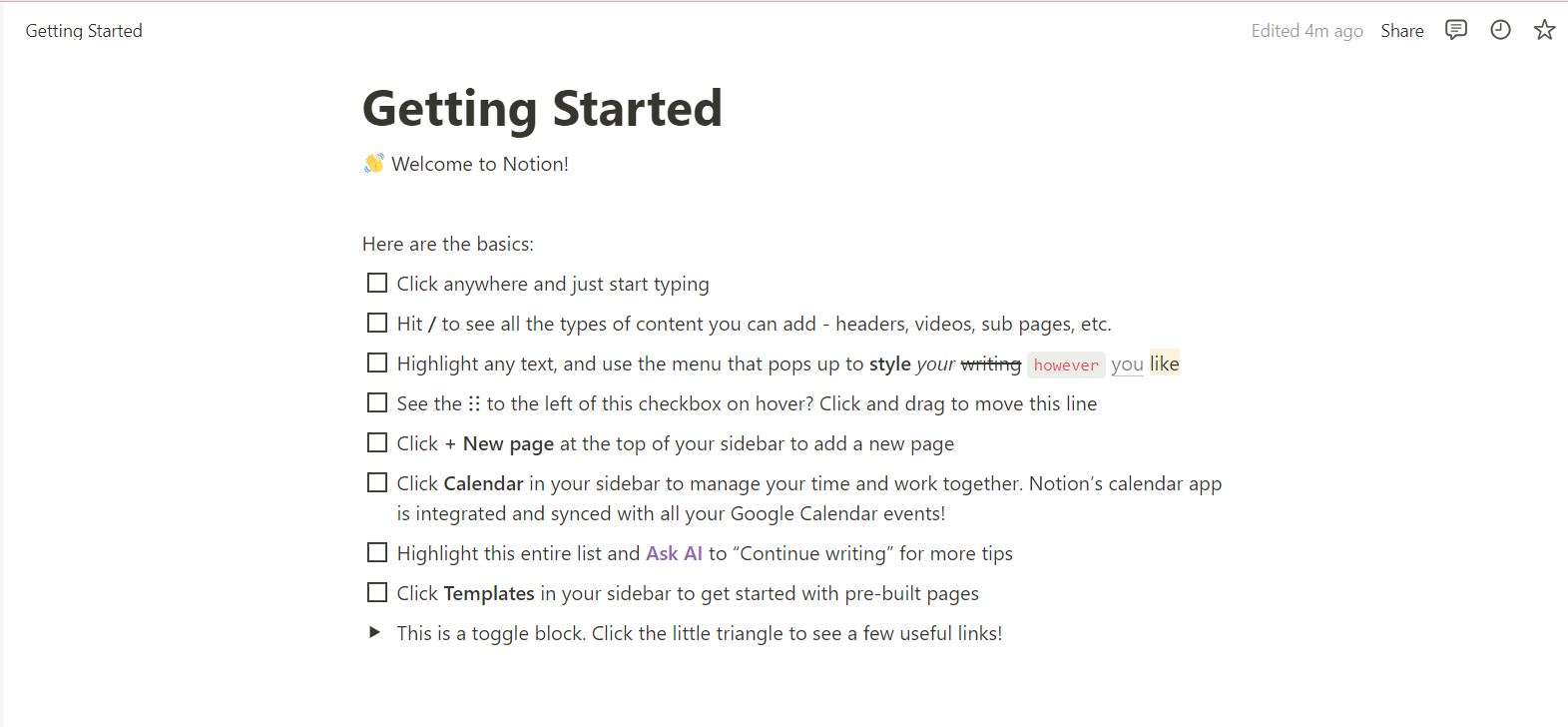 Notion Getting Started