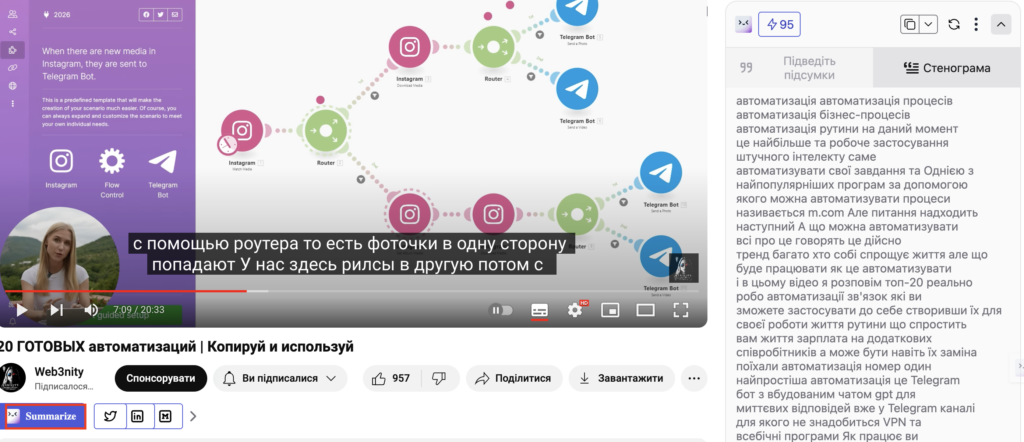 приклад інтеграції Мерлін з YouTube