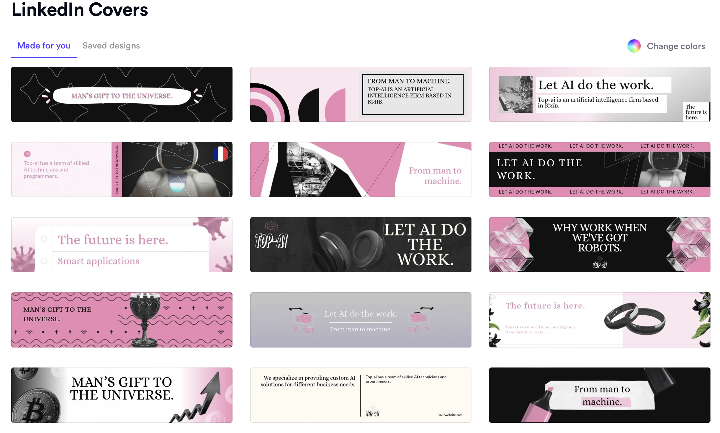 Brand Kit from Looka ai for website