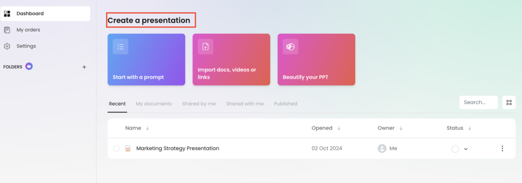 Create a presentation