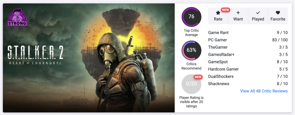 Stalker 2 Opencritic